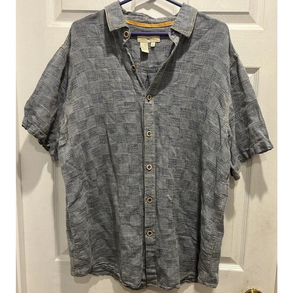 Territory‎ Ahead Linen Shirt Men's XL Button-Up Chambray Blue Casual - Picture 1 of 6
